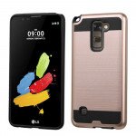 Wholesale LG Stylo 2 Plus MS550 Iron Shield Hybrid Case (Rose Gold)